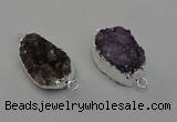 NGC5455 20*25mm - 20*30mm freeform druzy amethyst connectors