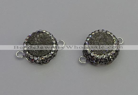 NGC5464 14mm - 15mm flower plated druzy agate connectors wholesale