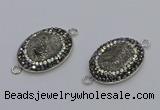 NGC5470 18*25mm oval plated druzy agate gemstone connectors