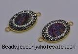 NGC5483 18*25mm oval plated druzy agate gemstone connectors