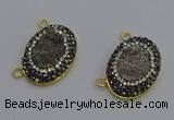 NGC5500 18*25mm oval plated druzy agate gemstone connectors