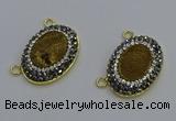 NGC5506 18*25mm oval plated druzy agate gemstone connectors