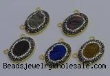 NGC5508 18*25mm oval plated druzy agate gemstone connectors