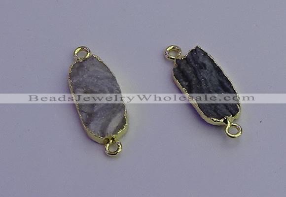 NGC5518 8*20mm - 10*20mm freeform druzy agate connectors