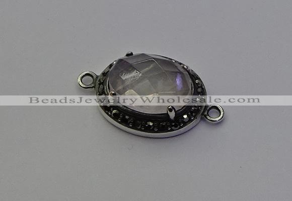 NGC5525 16*20mm oval rose quartz connectors wholesale