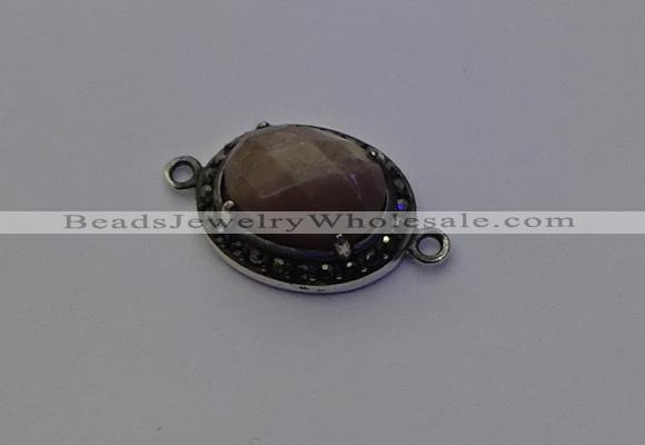 NGC5540 16*20mm oval moonstone gemstone connectors wholesale