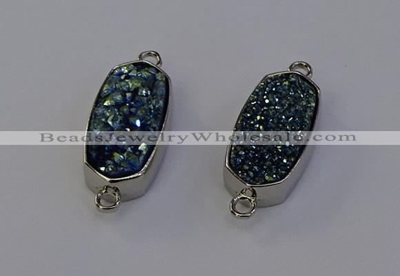 NGC5551 10*22mm - 12*25mm freeform plated druzy quartz connectors