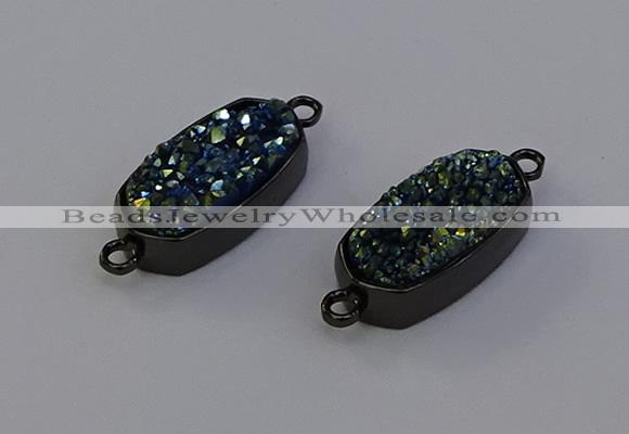 NGC5573 10*22mm - 12*25mm freeform plated druzy quartz connectors