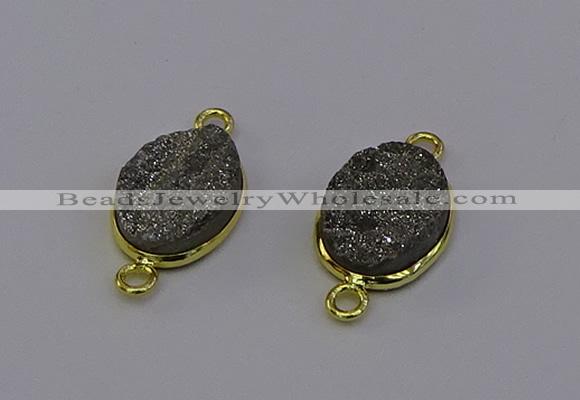 NGC5582 12*16mm oval plated druzy agate connectors wholesale