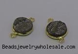 NGC5594 15mm - 16mm coin plated druzy agate connectors wholesale