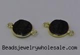 NGC5601 15mm - 16mm coin plated druzy agate connectors wholesale