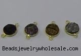 NGC5602 15mm - 16mm coin plated druzy agate connectors wholesale