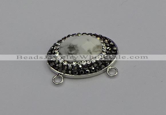 NGC5636 18*25mm faceted oval white howlite turquoise connectors