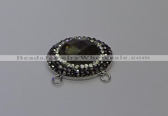 NGC5650 18*25mm faceted oval smoky quartz connectors