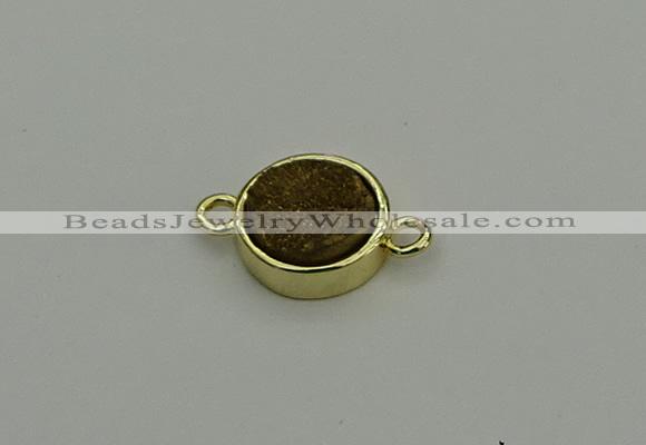 NGC5779 12mm coin plated druzy agate connectors wholesale