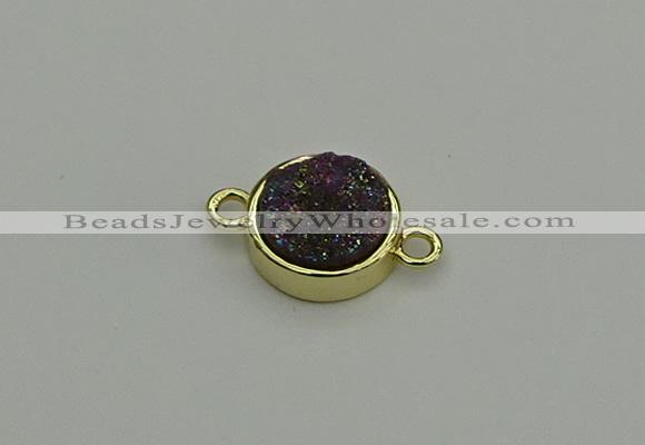 NGC5782 12mm coin plated druzy agate connectors wholesale