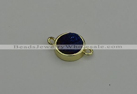 NGC5783 12mm coin plated druzy agate connectors wholesale