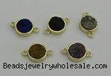 NGC5786 12mm coin plated druzy agate connectors wholesale