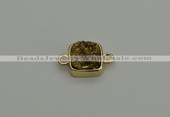 NGC5789 10*10mm square plated druzy agate connectors wholesale