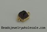 NGC5792 10*10mm square plated druzy agate connectors wholesale