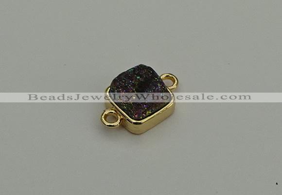 NGC5792 10*10mm square plated druzy agate connectors wholesale