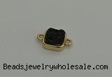 NGC5794 10*10mm square plated druzy agate connectors wholesale