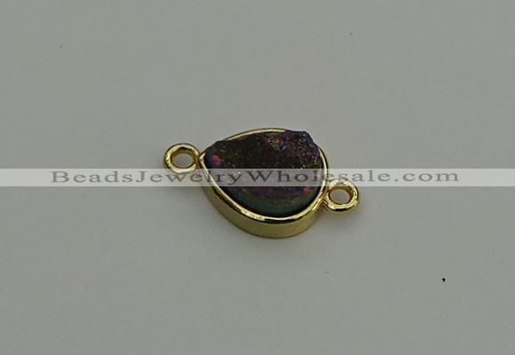 NGC5802 10*14mm flat teardrop plated druzy agate connectors