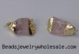 NGC583 18*25mm - 22*30mm nuggets rose quartz gemstone connectors