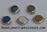 NGC5830 15mm coin plated druzy agate connectors wholesale