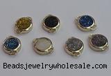 NGC5832 15mm coin plated druzy agate connectors wholesale