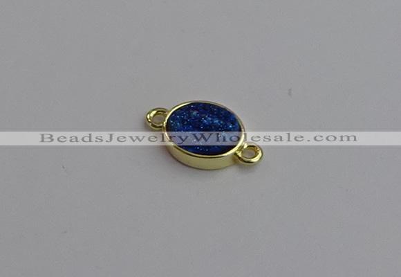 NGC5843 11*13mm oval plated druzy agate connectors wholesale