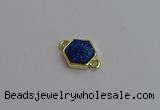 NGC5854 12*12mm hexagon plated druzy agate connectors wholesale