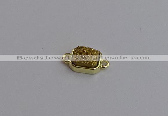 NGC5861 10*12mm rectangle plated druzy agate connectors wholesale