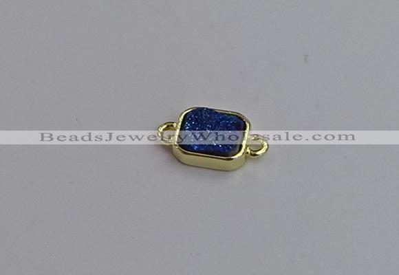 NGC5864 10*12mm rectangle plated druzy agate connectors wholesale