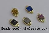 NGC5868 10*12mm rectangle plated druzy agate connectors wholesale