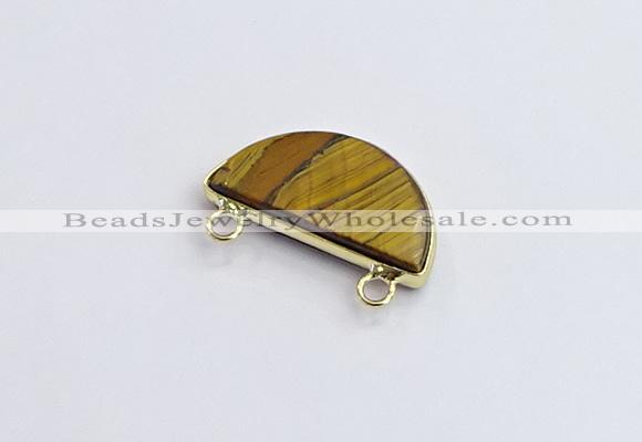 NGC5915 13*26mm moon yellow tiger eye connectors wholesale