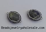 NGC5960 18*22mm faceted oval labradorite connectors wholesale