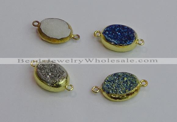 NGC5975 15*20mm oval plated druzy agate connectors wholesale