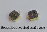 NGC5977 16*16mm square plated druzy agate connectors wholesale