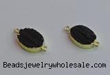 NGC5983 15*20mm oval black tourmaline connectors wholesale