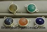 NGC5991 12mm coin mixed gemstone connectors wholesale