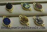 NGC6001 10*14mm oval plated druzy agate connectors wholesale