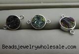 NGC6005 12mm coin plated druzy agate connectors wholesale