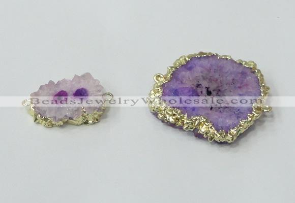 NGC602 15*20mm - 30*35mm freeform druzy agate connectors wholesale