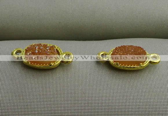 NGC6020 5*8mm oval plated druzy agate connectors wholesale