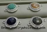 NGC6048 15mm coin mixed gemstone connectors wholesale