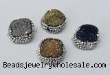 NGC634 24*25mm - 26*28mm freeform plated druzy agate connectors