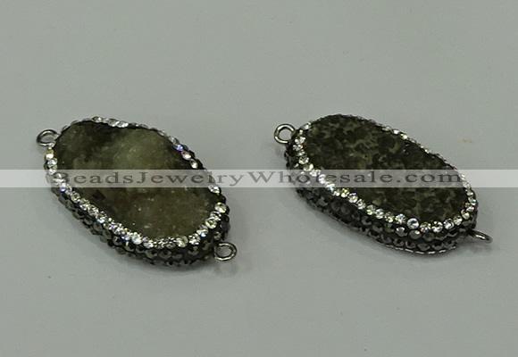 NGC6501 20*35mm freeform druzy agate connectors wholesale