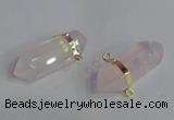 NGC665 10*35mm - 15*40mm faceted nuggets rose quartz connectors