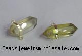 NGC666 10*35mm - 15*40mm faceted nuggets lemon quartz connectors